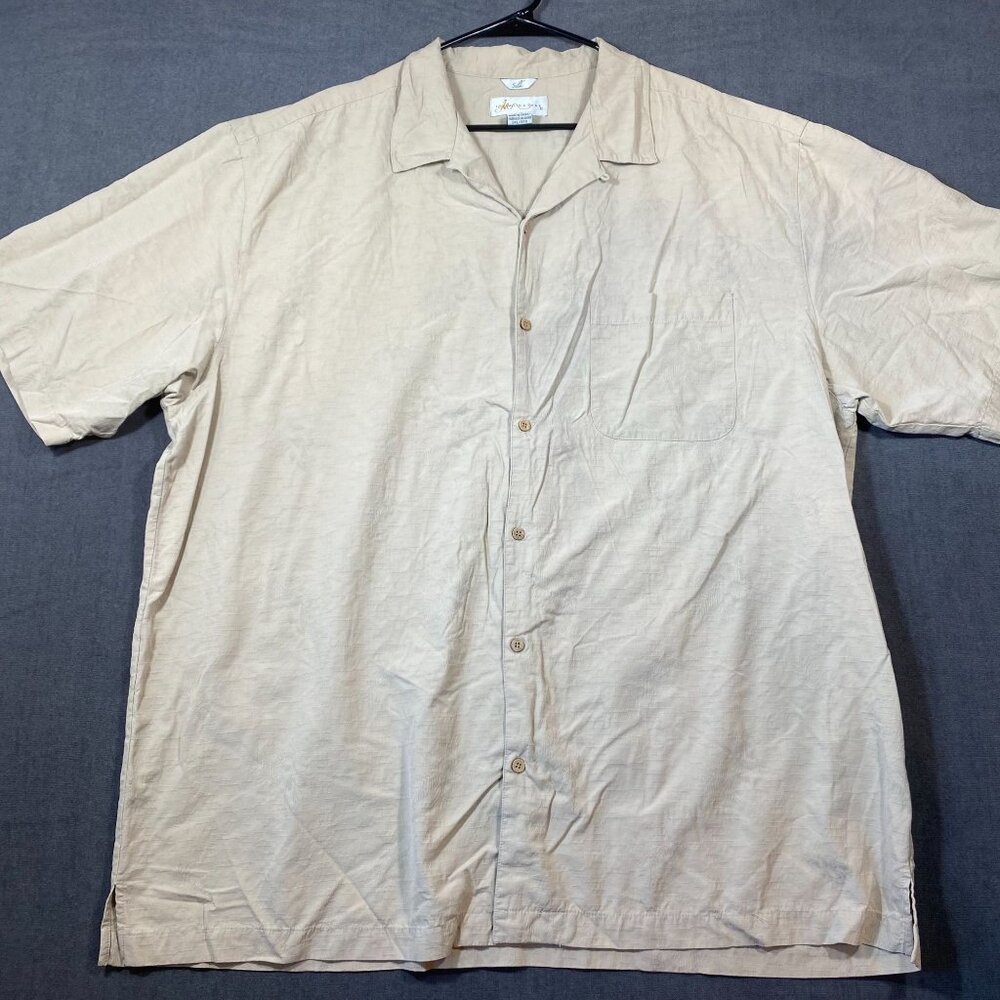 IL Migliore Beige Short Sleeve Button-Up Shirt Silk Lightweight Mens Size 3XL